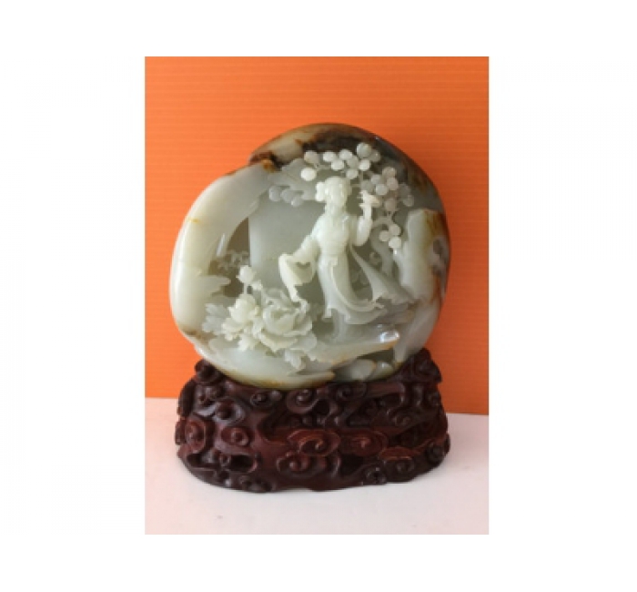 仕女赏花1745g和田玉籽料